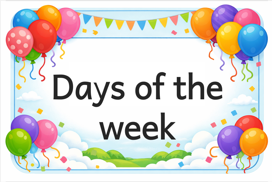Days of the week Foundation phase educational posters